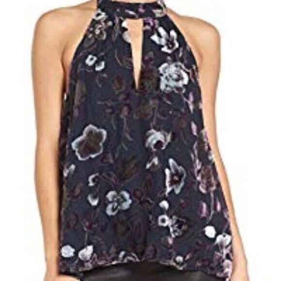 Nordstrom (NWT)-Astr Floral Velvet Halter Top - Picture 1 of 4